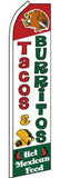 SUPER SWOOPER 15 FT TACOS & BURRITOS FLAG  (Sold by the piece)