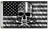 AMERICAN BLACK & WHITE SKULL BONES BIKER DELUXE 3 X 5  BIKER FLAG (Sold by the piece)