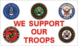 MILITARY FIVE EMBLEM SUPPORT OUR TROOPS 3' X 5' FLAG (Sold by the piece)