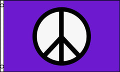 PURPLE PEACE SIGN 3 X 5 FLAG ( sold by the piece )