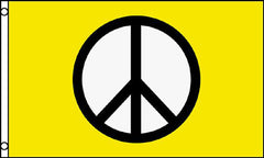 YELLOW PEACE SIGN 3 X 5 FLAG ( sold by the piece )