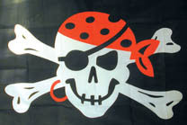 BANDANNA SKULL X BONE PIRATE 3' X 5' FLAG (Sold by the piece) * - CLOSEOUIT NOW ONLY $2.50 EA