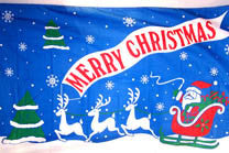 MERRY CHRISTMAS SANTA & DEER 3' X 5' FLAG (Sold by the piece)