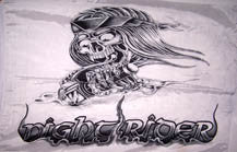 NIGHT RIDER SKULL MOTORCYCLE BIKER 3' X 5' FLAG (Sold by the piece) CLOSEOUT $1.75 EA