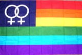 WOMEN SM SYMBOLS RAINBOW 3' X 5' FLAG (Sold by the piece)