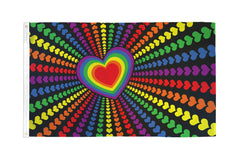 LOVE HEART RAINBOW 3' x 5' FLAG (Sold by the piece)