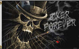 BIKER FOREVER SKULL DELUXE 3 X 5 MOTORCYCLE BIKER FLAG (Sold by the piece)