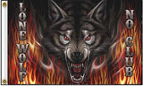 LONE WOLF CLUB 3 x 5 MOTORCYCLE BIKER DELUXE FLAG (Sold by the piece)