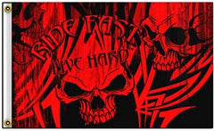 RIDE FAST LIVE HARD SKULL DELUXE 3' x 5' BIKER FLAG (Sold by the piece)