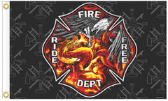 FIRE DEPARTMENT DELUXE 3 x 5 BIKER FLAG (Sold by the piece)