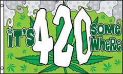 IT 4:20 SOMEWHERE  3 X 5 MARIJUANA FLAG (Sold by the piece)