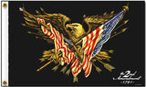 DELUXE 2ND AMENDMENT EAGLE 3 x 5 MOTORCYCLE BIKER FLAG ( sold by the piece )