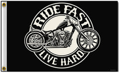 DELUXE RIDE FAST LIVE HARD 3X5 BIKER FLAG (sold by the piece )