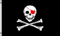 SKULL X BONES RED EYE PATCH  FLAG 3 X 5  (Sold by the piece)