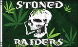 STONED RAIDERS SKULL POT LEAF 3X5 FLAG ( sold by the piece )