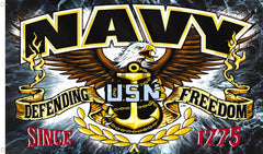 NAVY DEFENDING FREEDOM DELUXE 3 X 5 FLAG ( sold by the piece )