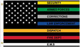 COLORED FIRST RESPONDERS AMERICAN FLAG THIN LINE 3 X 5 FLAG ( sold by the piece )