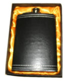 BLACK LEATHER WRAPPED 8 OZ FLASK (Sold by the piece) *- CLOSEOUT NOW $ 4.50 EA