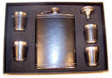 BLACK LEATHER FLASK SET (Sold by the piece)