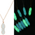 GLOW IN THE DARK BULLET SHAPE WIRE WRAPPED PENDANT ON  GOLD  18" CHAIN NECKLACE ( sold by the piece or dozen)