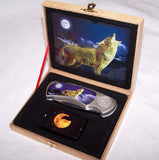 HOWLING WOLF WITH LIGHTER BOXED KNIFE (Sold by the piece)