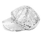 SEQUIN SILVER BASEBALL HAT (Sold by the piece) *- CLOSEOUT NOW $ 3.50 EA