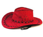 HEAVY LEATHER LOOKING COWBOY HAT RED (Sold by the piece)