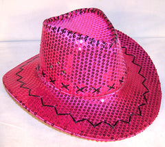 SEQUIN COWBOY HAT HOT PINK (Sold by the piece)