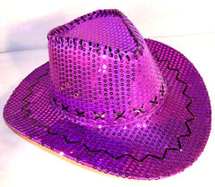 SEQUIN COWBOY HAT PURPLE (Sold by the piece) *- CLOSEOUT NOW $2.50 EA