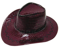 FAUX MAROON SNAKESKIN COWBOY HAT  (Sold by the piece)