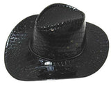 FAUX SNAKE SKIN HAT BLACK (Sold by the piece