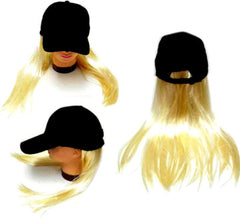 BASEBALL HAT WITH LONG BLONDE HAIR (Sold by the piece)