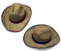 BROWN ZIG ZAG COWBOY STRAW HATS (Sold by the piece or dozen)