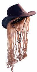 COWBOY HAT W LONG BLONDE HAIR  (Sold by the piece)