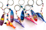 PAINTED WOODEN DOLPHIN AND SURFBOARD KEYCHAINS (Sold by the piece or dozen)