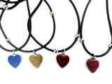 SINGLE GLITTER HEART ON 18 IN ROPE NECKLACE (Sold by the piece or dozen)