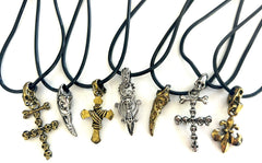 METAL PENDANT ASSORTED WAX ROPE NECKLACE (Sold by the piece or dozen)