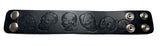 THICK ENGRAVED SKULL BLACK LEATHER CUFF BRACELET(sold by the piece)