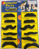 BLACK ASSORTED PLAY MUSTACHES (Sold by the CARD OF 12)