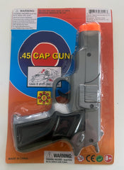 SILVER PLASTIC 45 MAG 8 SHOT CAP GUN  (Sold by the piece or dozen)