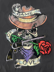GAME OF LOVE COWBOY SKULL BLACK SHORT SLEEVE TEE SHIRT (Sold by the piece)