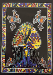 Frog And Mushroom Multicolor Tapestry 55" x 83" ( sold by the piece)