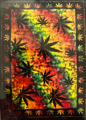 Multiple Leaves Tie Dye Multicolor Tapestry 55" x 83" ( sold by the piece)