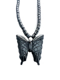 BUTTERFLY SHAPE CARVED BLACK HEMATITE STONE NECKLACE WITH PENDANT (Sold by the piece)