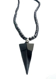 ARROW SHAPE CARVED BLACK HEMATITE STONE NECKLACE WITH PENDANT (Sold by the piece)