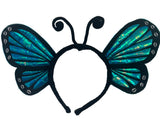 METALLIC BLUE BUTTERFLY HEADBAND **attach label ( sold by the piece )