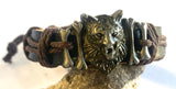 WOLF HEAD LEATHER BRACELET (Sold by the PIECE OR dozen)