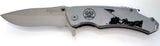 SILVER IWO JIMA MARINES STAINLESS STEEL 8 INCH FOLDING KNIFE ( sold by the piece )