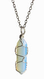 OPALITE WIRE WRAPPED SILVER 18" CHAIN NECKLACE ( sold by the piece or dozen)