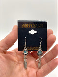 SILVER TURQUOISE COLOR BEAR CLAW EARRINGS (sold by the pair)